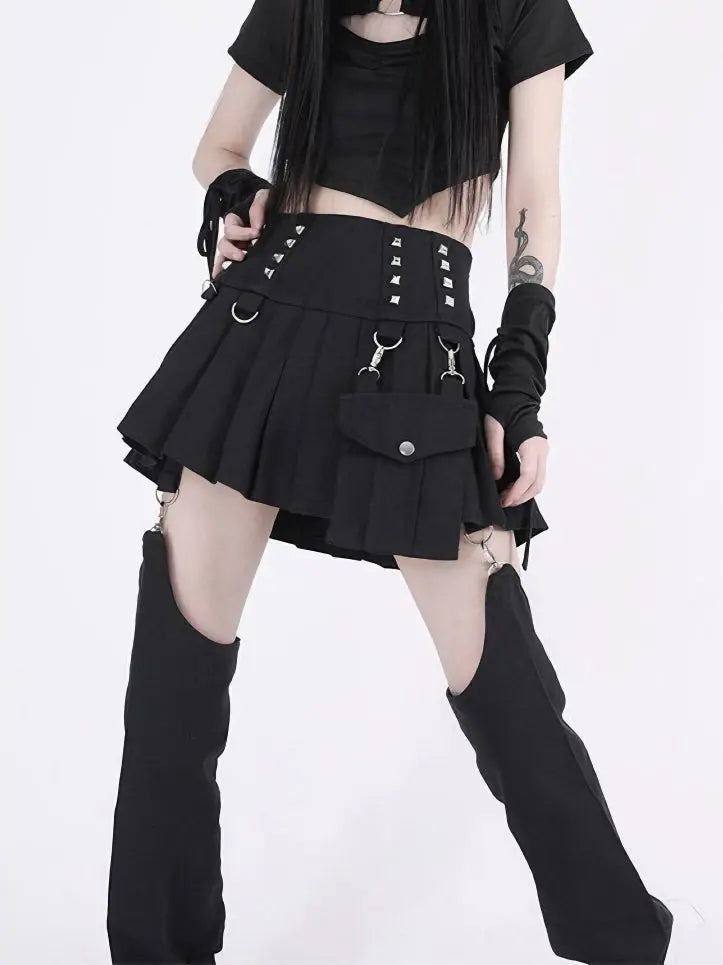'Pistols' Tech-wear Rivet Detachable Skirt Pants AlielNosirrah
