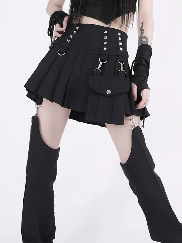 'Pistols' Tech-wear Rivet Detachable Skirt Pants AlielNosirrah