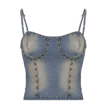 Load image into Gallery viewer, &#39;Rabbit Grass&#39; Fairy Grunge Denim Rivet Top AlielNosirrah
