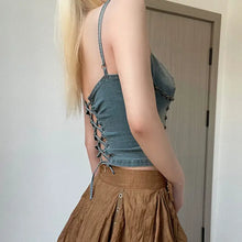 Load image into Gallery viewer, &#39;Rabbit Grass&#39; Fairy Grunge Denim Rivet Top AlielNosirrah
