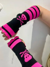 Load image into Gallery viewer, &#39;Raspberry&#39; Harajuku Striped Pink Skull Gloves AlielNosirrah
