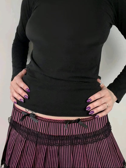 'Raspberry Jam' Coquette Ribbon Lace Mini Skirt AlielNosirrah