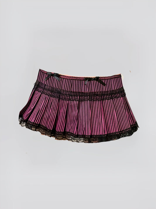 'Raspberry Jam' Coquette Ribbon Lace Mini Skirt AlielNosirrah