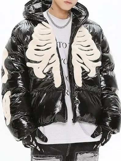 'Reborn' Dark Oversized Skeleton Hooded Puffer AlielNosirrah