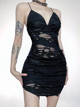Load image into Gallery viewer, &#39;Rip The Night&#39; Dark Ripped Cami Dress AlielNosirrah
