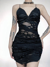 Load image into Gallery viewer, &#39;Rip The Night&#39; Dark Ripped Cami Dress AlielNosirrah
