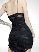 Load image into Gallery viewer, &#39;Rip The Night&#39; Dark Ripped Cami Dress AlielNosirrah
