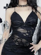 Load image into Gallery viewer, &#39;Rip The Night&#39; Dark Ripped Cami Dress AlielNosirrah

