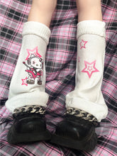 Load image into Gallery viewer, &#39;Rock Kitten&#39; Kawaii Goth Kitty Leg Warmers AlielNosirrah
