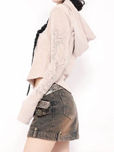 Load image into Gallery viewer, ‘Roses and Bongs’ Cross Print Subculture Off-Colored Cotton Hooded Top AlielNosirrah

