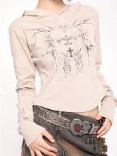 Load image into Gallery viewer, ‘Roses and Bongs’ Cross Print Subculture Off-Colored Cotton Hooded Top AlielNosirrah
