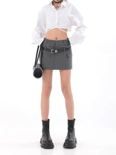 Load image into Gallery viewer, &#39;Safe Ride&#39; Techwear Grey Buckle Mini Skirt AlielNosirrah

