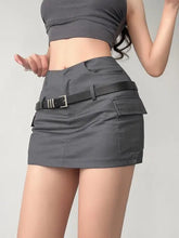 Load image into Gallery viewer, &#39;Safe Ride&#39; Techwear Grey Buckle Mini Skirt AlielNosirrah
