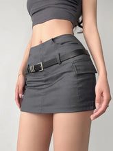 Load image into Gallery viewer, &#39;Safe Ride&#39; Techwear Grey Buckle Mini Skirt AlielNosirrah
