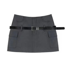 Load image into Gallery viewer, &#39;Safe Ride&#39; Techwear Grey Buckle Mini Skirt AlielNosirrah
