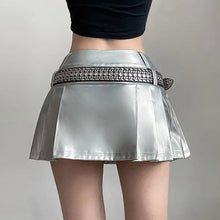 Load image into Gallery viewer, &#39;Scale&#39; Future Silver Metallic Pleated Skirt AlielNosirrah
