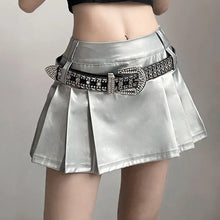 Load image into Gallery viewer, &#39;Scale&#39; Future Silver Metallic Pleated Skirt AlielNosirrah
