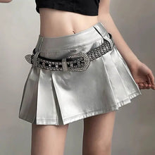 Load image into Gallery viewer, &#39;Scale&#39; Future Silver Metallic Pleated Skirt AlielNosirrah
