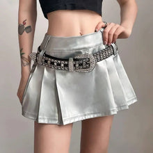 Load image into Gallery viewer, &#39;Scale&#39; Future Silver Metallic Pleated Skirt AlielNosirrah
