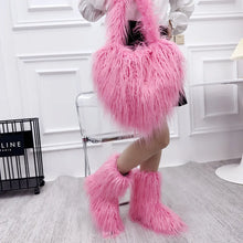 Load image into Gallery viewer, ‘Shape Of My Heart’ Multicolor Fuzzy Purse AlielNosirrah
