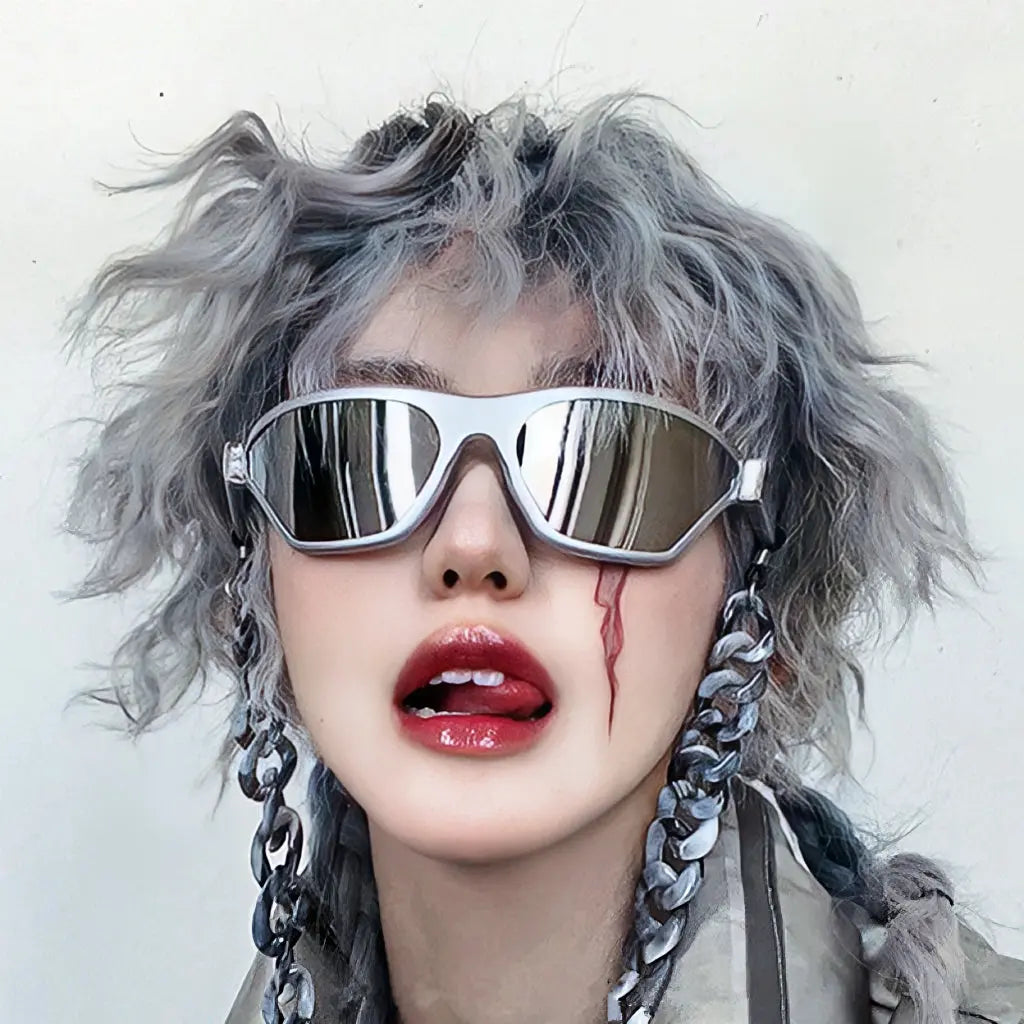 'Silver City' Irregular Festival Chain Sunglasses AlielNosirrah
