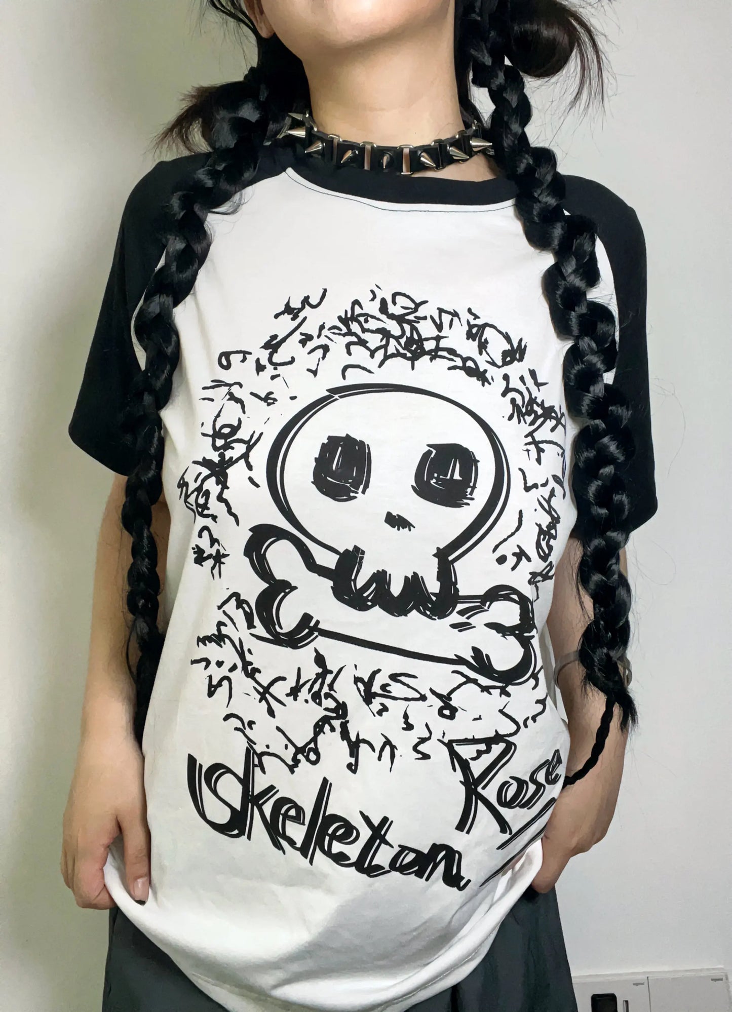 'Skeleton Rose' Harajuku Oversized Unisex Graphic T-Shirts AlielNosirrah