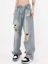 Load image into Gallery viewer, &#39;Skydive&#39; High Waisted Ripped Denim Jeans AlielNosirrah
