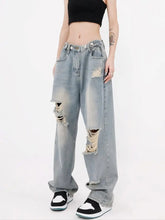 Load image into Gallery viewer, &#39;Skydive&#39; High Waisted Ripped Denim Jeans AlielNosirrah
