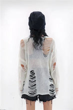 Load image into Gallery viewer, &#39;Snow City&#39; White Wasteland Punk Ripped Oversized Sweater AlielNosirrah
