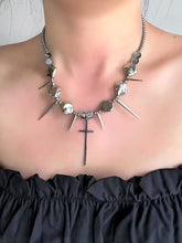 Load image into Gallery viewer, &#39;Spike&#39; Punk Goth Cross Rivet Necklace AlielNosirrah

