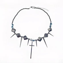 Load image into Gallery viewer, &#39;Spike&#39; Punk Goth Cross Rivet Necklace AlielNosirrah

