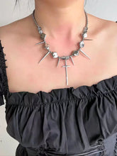 Load image into Gallery viewer, &#39;Spike&#39; Punk Goth Cross Rivet Necklace AlielNosirrah
