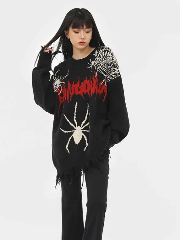 'Spooky Night' Spider Oversized Sweater AlielNosirrah