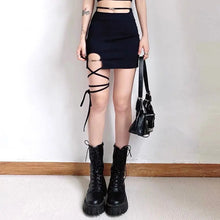 Load image into Gallery viewer, &#39;Statement&#39; Dark Mini Leg Strap Skirt AlielNosirrah
