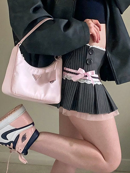 'Suit & Tie' Coquette Stripped Ribbon Skirt AlielNosirrah