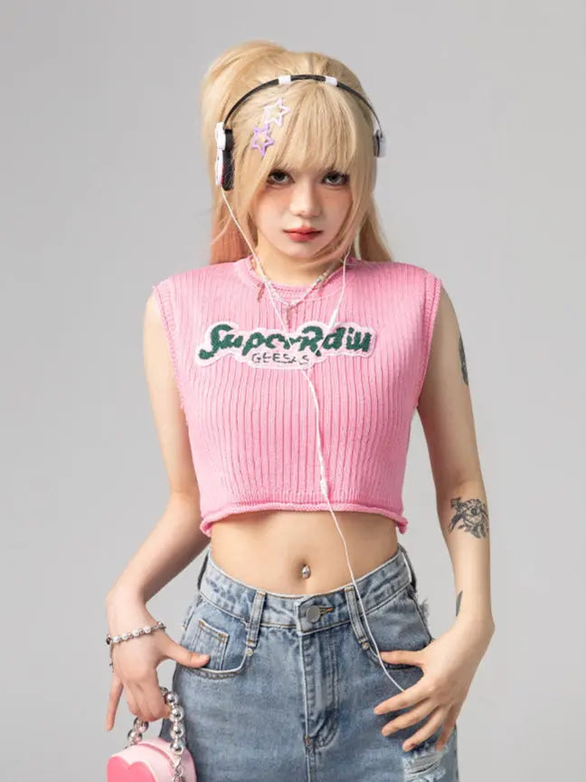 'Super Radio'Barbie Streetstyle Knitted Tank Top AlielNosirrah