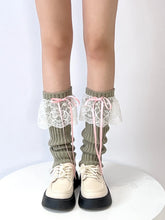 Load image into Gallery viewer, &#39;Swan Lake&#39; Ballet Core Ruffle Bow-tie Leg Warmers AlielNosirrah
