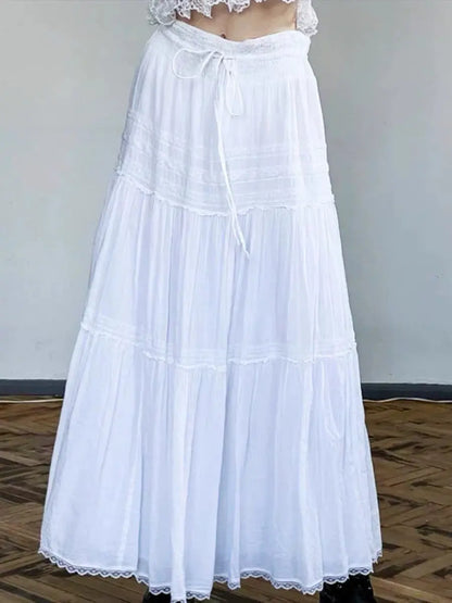 'Sweetown' Coquette Drawstring White Midi Skirt AlielNosirrah