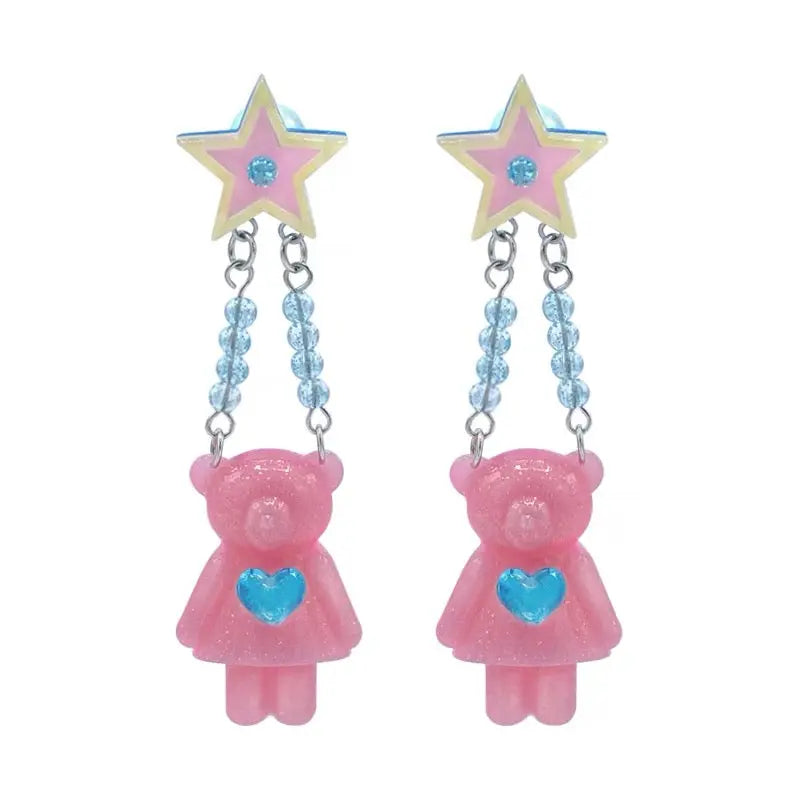 'Swinging bear' Kawaii Egirl Resin Bear Earrings AlielNosirrah