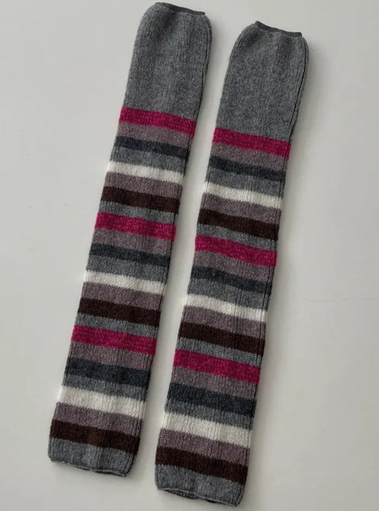 Thick Knitted Striped Contrasting Pile Socks AlielNosirrah