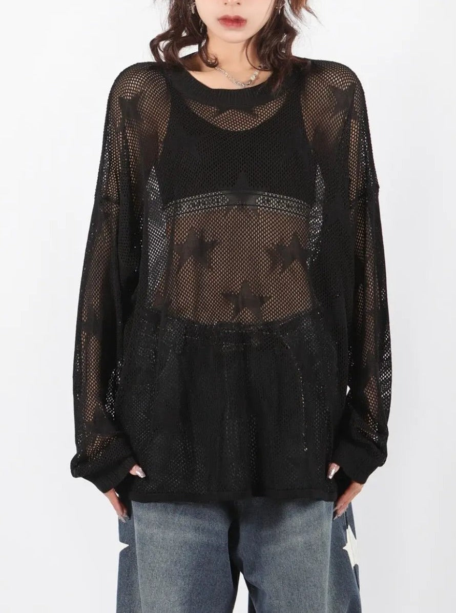 'Throw it Away' Punk Star Oversized Mesh Smock AlielNosirrah