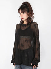 Load image into Gallery viewer, &#39;Throw it Away&#39; Punk Star Oversized Mesh Smock AlielNosirrah
