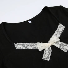 Load image into Gallery viewer, &#39;Tie Me Up&#39; Y2k Coquette Lace Ribbon Long Sleeves Shirts AlielNosirrah

