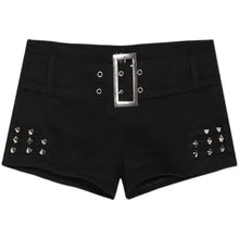 Load image into Gallery viewer, &#39;Trauma&#39; Punk Sexy Rivet Low Waist Mini Shorts AlielNosirrah
