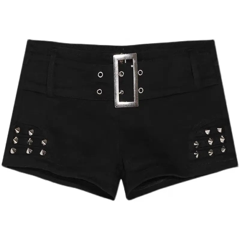 'Trauma' Punk Sexy Rivet Low Waist Mini Shorts AlielNosirrah