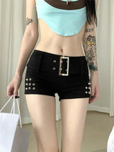 Load image into Gallery viewer, &#39;Trauma&#39; Punk Sexy Rivet Low Waist Mini Shorts AlielNosirrah
