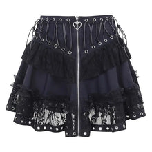 Load image into Gallery viewer, &#39;Trimmed&#39; Goth Lolita Patchwork Lace Up Tu Tu Skirt AlielNosirrah
