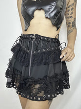 Load image into Gallery viewer, &#39;Trimmed&#39; Goth Lolita Patchwork Lace Up Tu Tu Skirt AlielNosirrah
