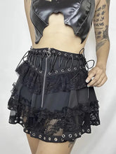 Load image into Gallery viewer, &#39;Trimmed&#39; Goth Lolita Patchwork Lace Up Tu Tu Skirt AlielNosirrah
