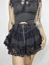 Load image into Gallery viewer, &#39;Trimmed&#39; Goth Lolita Patchwork Lace Up Tu Tu Skirt AlielNosirrah
